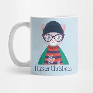 Merry christmas and Happy new year _ Hipster Christmas cat lover with glasses Mug